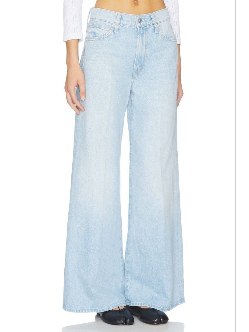 Mother The Ditcher Roller Zip Skimp Jeans Few and Far Between Wide Leg Womens 30